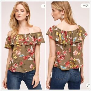 Anthropologie Maeve Vallita Off-The-Shoulder Blouse sz XS